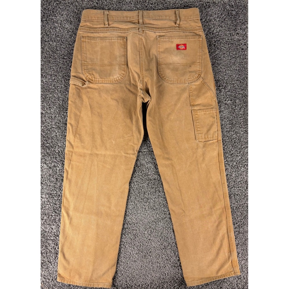 Dickies Mens Duck Brown Canvas Carpenter Pants 36x32 Workwear Utility Trousers